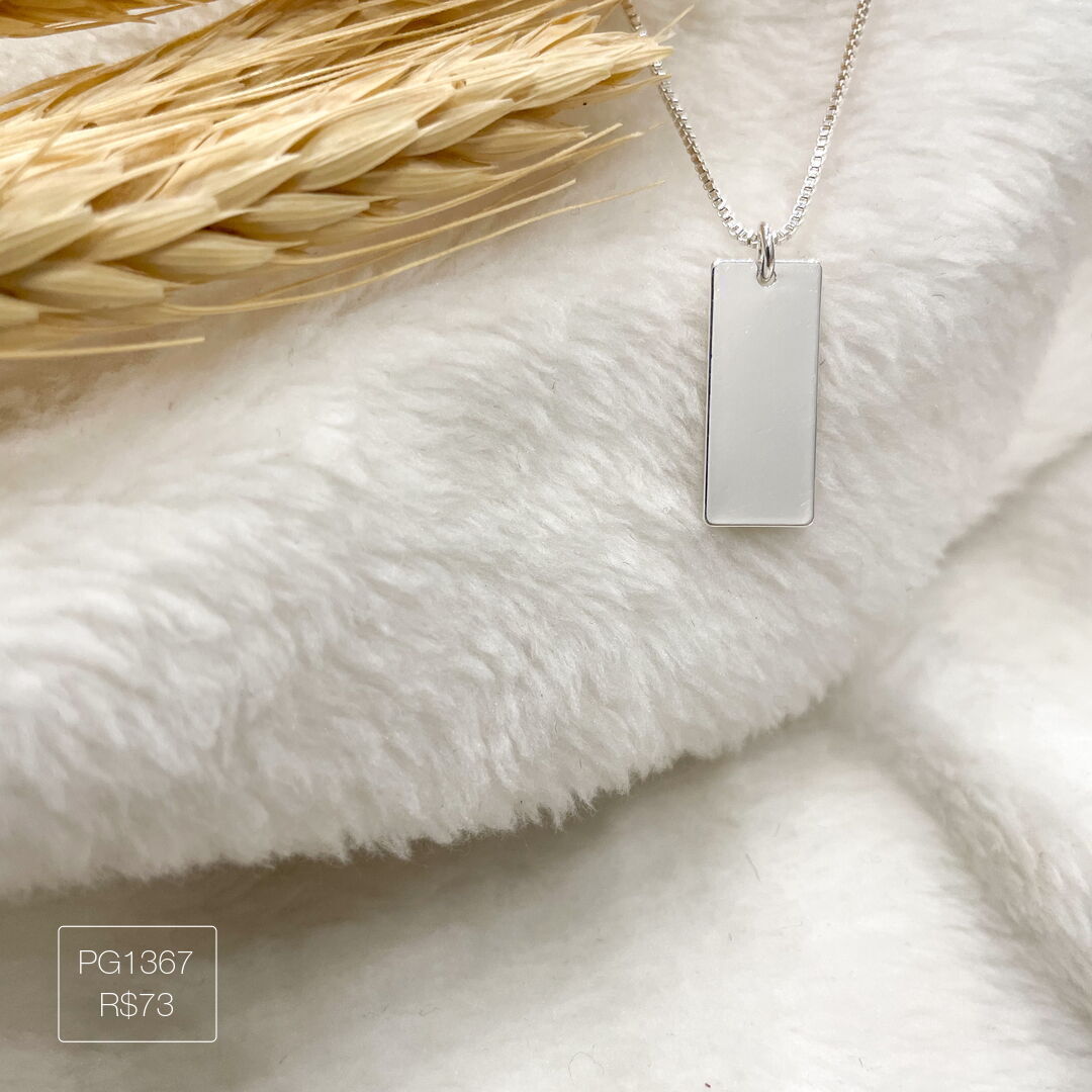 Pingente Retangular 1,8 x 0,7 Liso Prateado